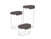 Biesse Plastic Oval Food Storage and Preserving with Brown lid . Set of 3 Pcs-Elmarket-homeappliances